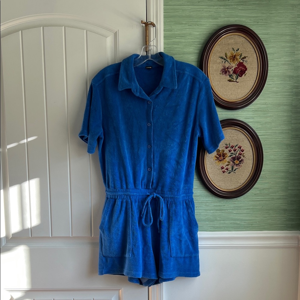 Blue terrycloth romper